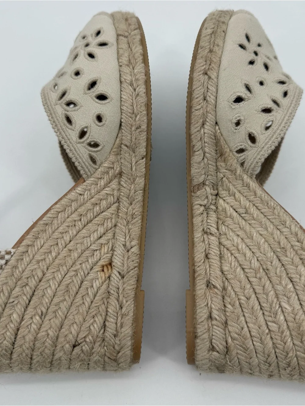 Maypol Espadrille Beige Wedges Eyelet Cutout Size EU 40 Spain Canvas 9